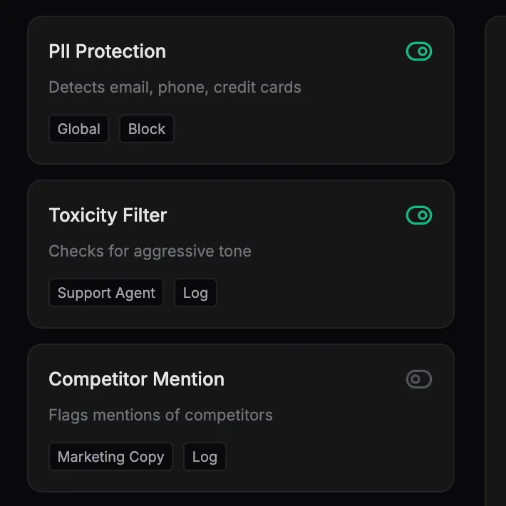 Guardrails that live where calls actually run interface