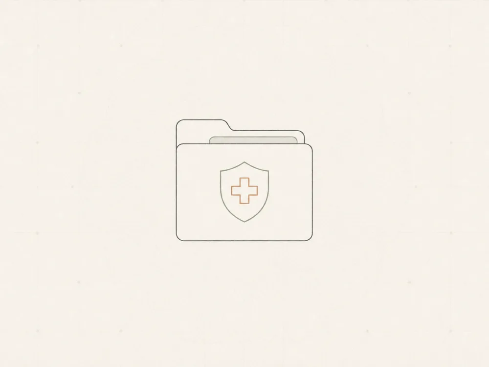 Generated Cynsta-style image of private healthcare administration records and reviewed summaries.